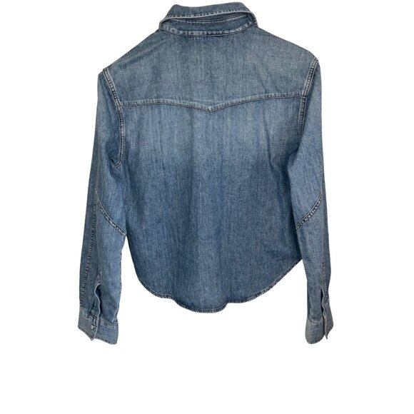Citizens of Humanity Cropped Western Shirt in Carolina Blue X-Small New Denim - Picture 7 of 15